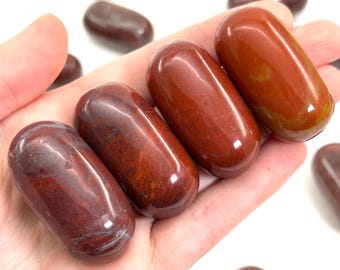 Red Jasper Worry Stone | Polished Tumbled Crystal Lingam (Root Chakra)