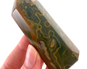 Ocean Jasper Point, orbicular jasper point, crystal point, ocean jasper crystal, orbicular jasper