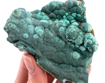 Botryoidal Chrysocolla on Malachite Specimen (Congo), raw chrysocolla, raw malachite, mineral specimen