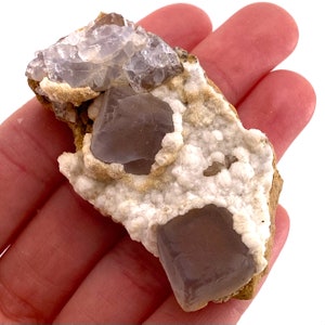 Purple Fluorite w/ Calcite | raw crystal cluster, mineral specimen