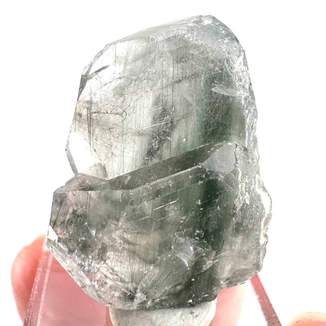 Fluorapatite With Actinolite Inclusions | Natural Green Crystal ...