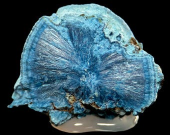 Faseriger Shattuckit | Blauer Kristall, Mineralienprobe aus der DR Kongo