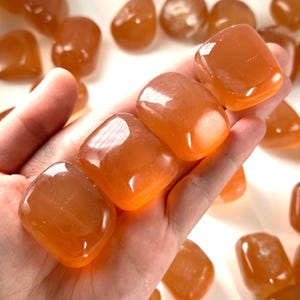 Honey Calcite Tumbled Stone | Polished Orange Crystal Worry Stone (Sacral Chakra)