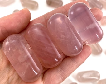 Zorgsteen rozenkwarts | Gepolijst roze getrommelde kristallen lingam (hartchakra)
