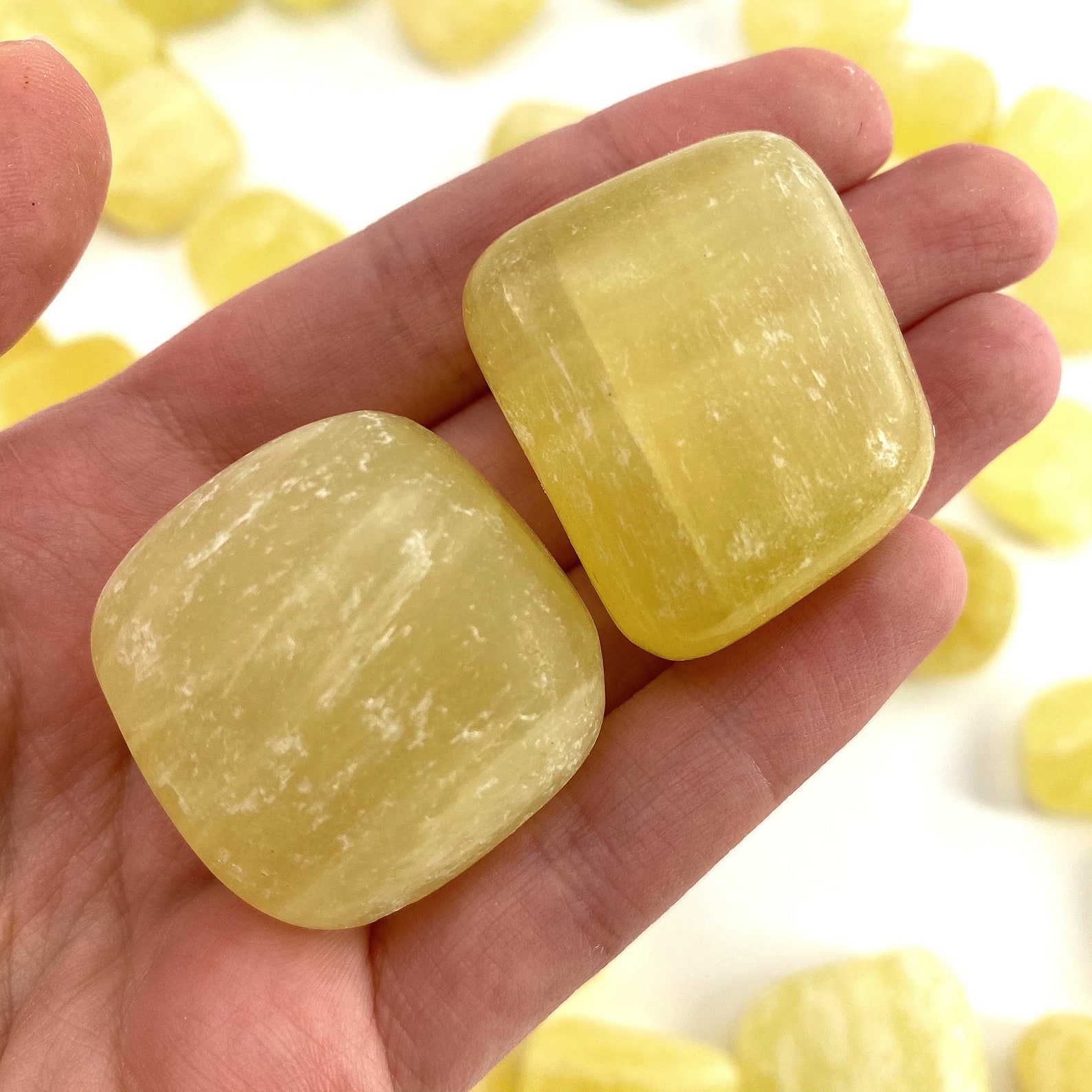 ONE Tumbled Lemon Calcite Natural Yellow Calcite Polished Etsy