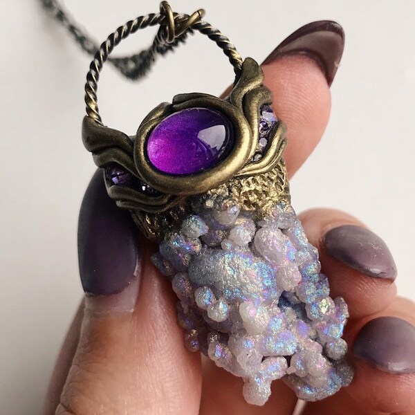 Angel Aura Grape Agate & Amethyst Necklace