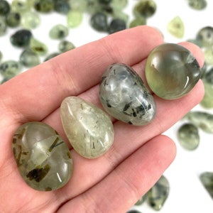 Green Prehnite Tumbled Stone | Polished Crystal Pocket Worry Stone (Heart Chakra)