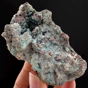 Chrysocolla w/ Cobaltoan Calcite & Malachite (DR Congo) | malachite crystal, mineral specimen