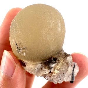 Botryoidal Fluorite on Quartz | yellow fried egg crystal, mineral specimen