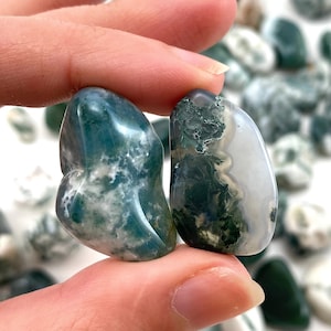 20g Mini Tumbled Moss Agate Crystals (10-25mm)