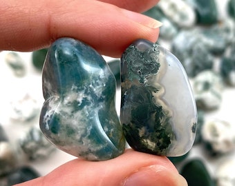 20g of Moss Agate, mini tumbled stones, tumbled crystal, tumbled moss agate, moss agate