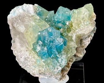 Planchéit in Quarz | Blauer Kristall, Mineralienprobe aus dem Kongo