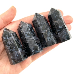 Indigo Gabbro Point, Gabbro tower, crystal point, merlinite crystal, indigo gabbro, merlinite