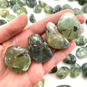 Green Prehnite Tumbled Stone | Polished Crystal Worry Stone (Heart Chakra)