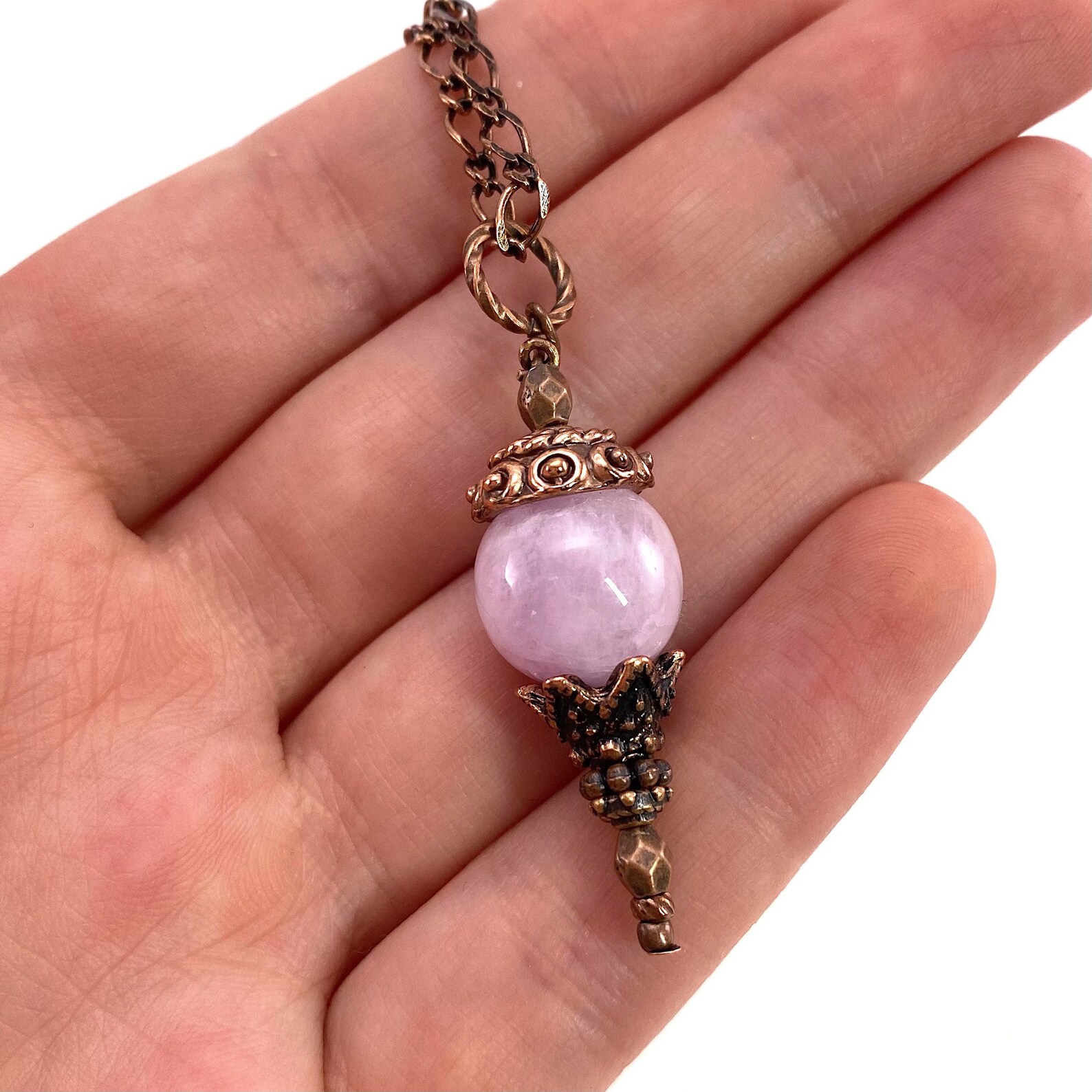 Pink Kunzite Necklace Pink Kunzite Drop Necklace Bead Etsy