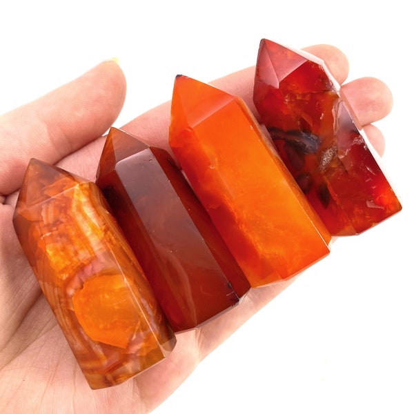 Carnelian Point, carnelian mini tower, crystal point, carnelian crystal, carnelian wand