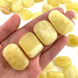 ONE tumbled lemon calcite, natural yellow calcite, polished lemon calcite, yellow calcite tumble, yellow calcite crystal