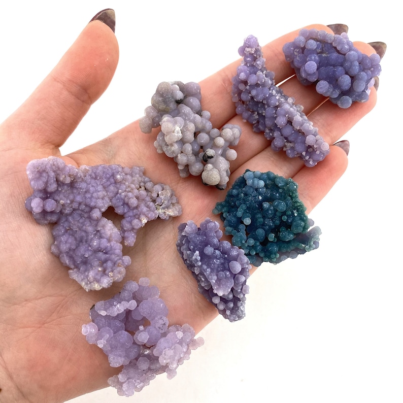 ONE Grape Amethyst Cluster Indonesia mini grape agate, raw grape agate, grape agate crystal, purple grape agate image 6