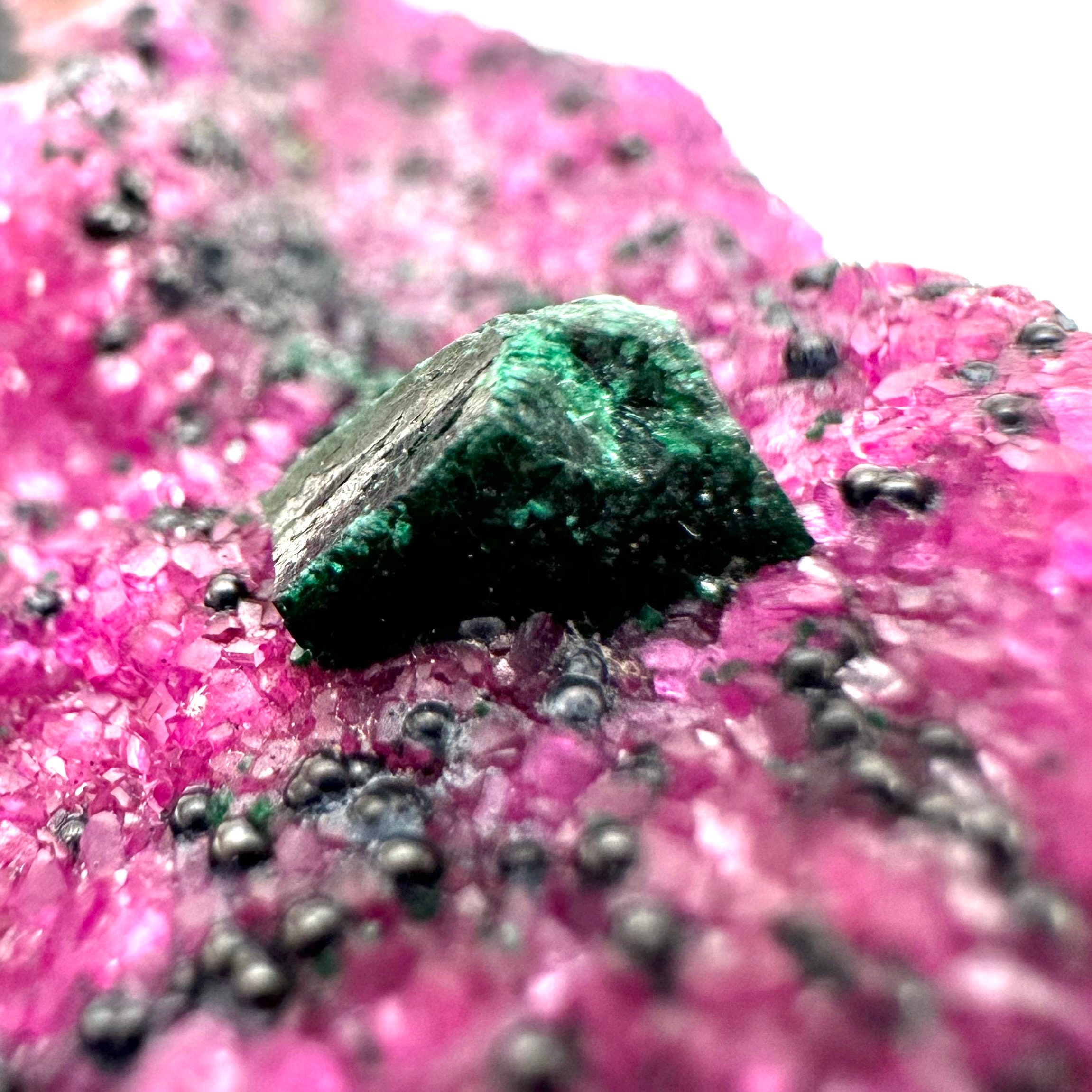 Rare Cobalto Calcite With Spherical Heterogenite and 