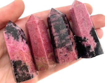 Punta di rodonite rosa / Torre di cristallo naturale lucidata (chakra del cuore)