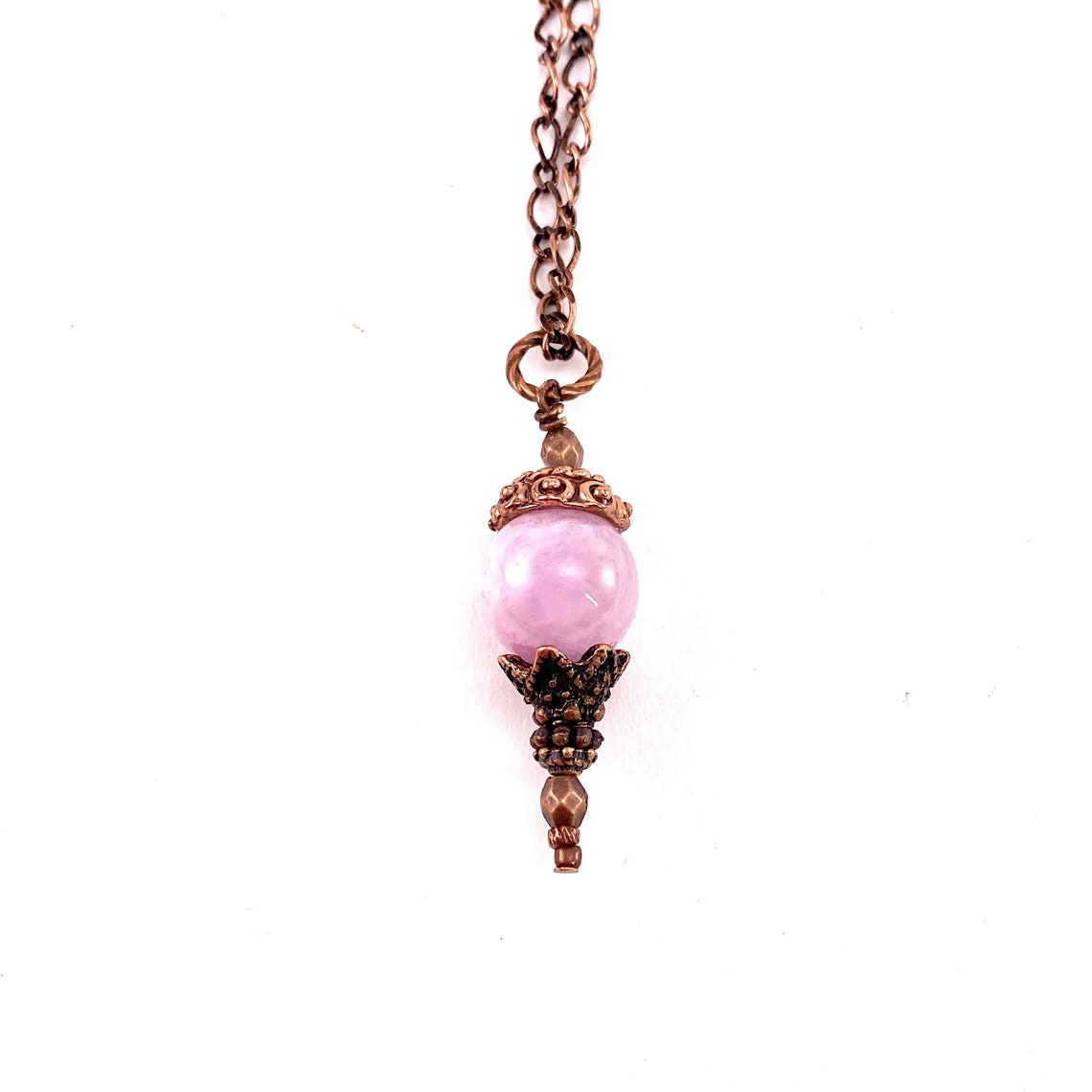Pink Kunzite Necklace Pink Kunzite Drop Necklace Bead Etsy