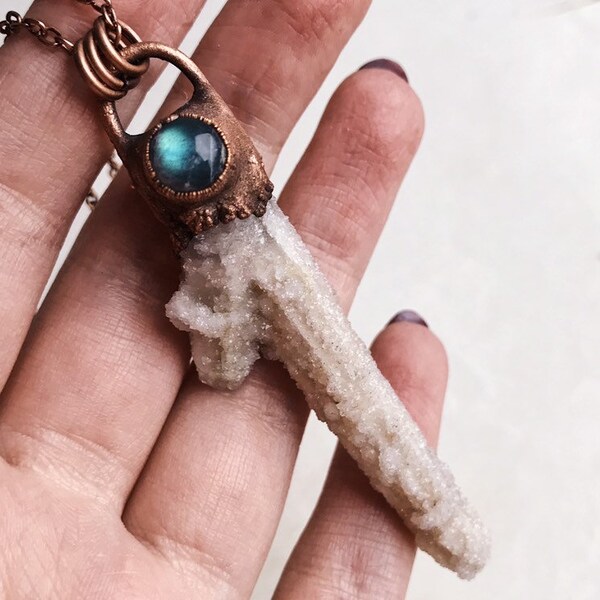 Copper Fairy Quartz & Labradorite Pendant