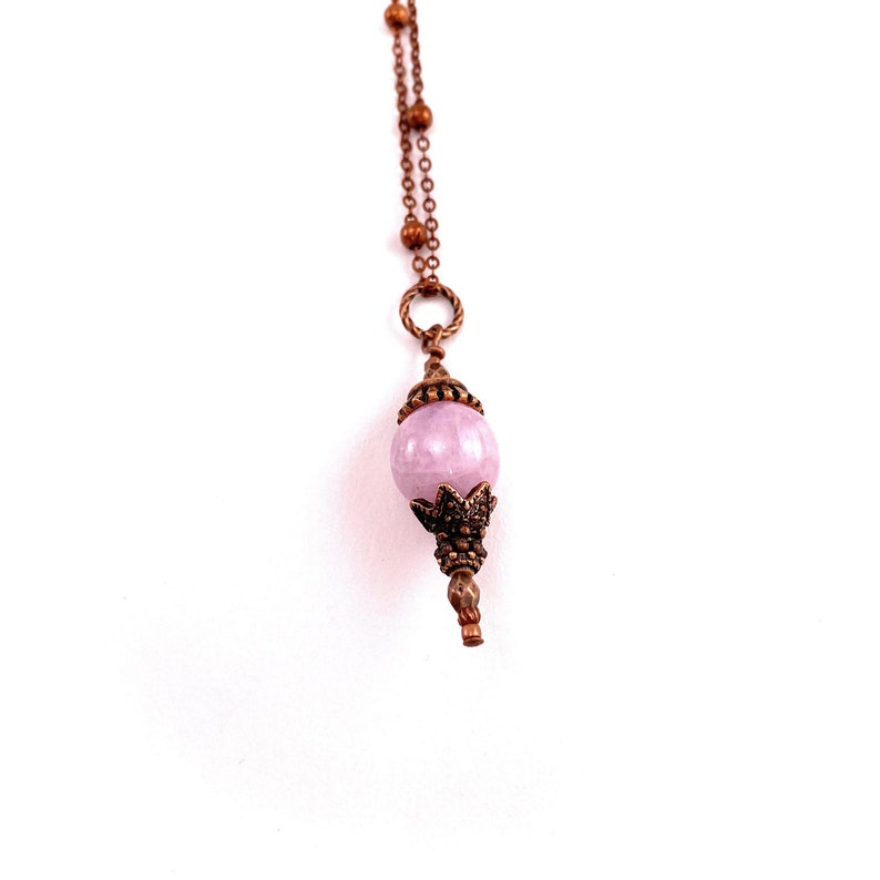 Pink Kunzite Necklace Pink Kunzite Drop Necklace Bead Etsy
