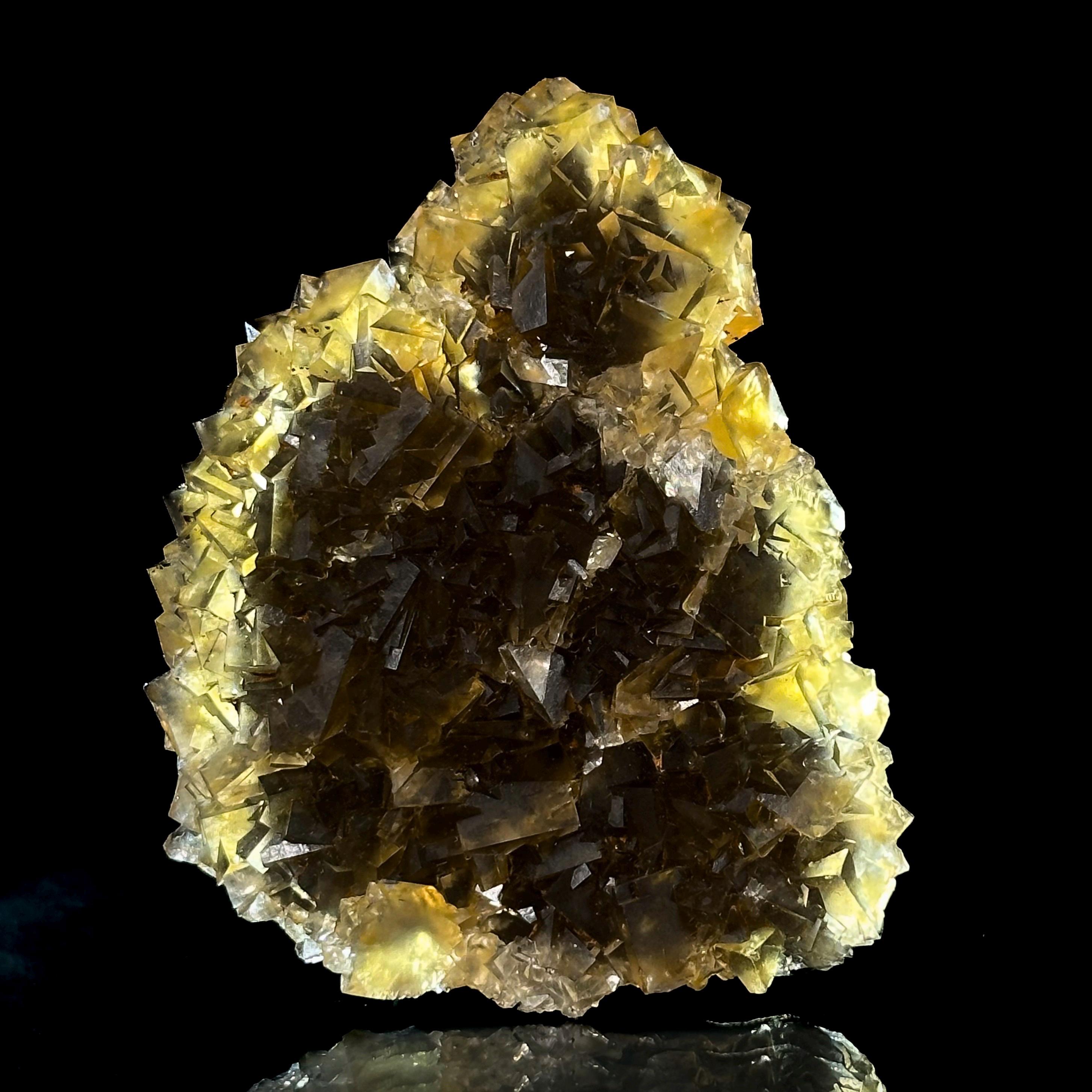 Okorusu Fluorite | “Honey Pocket” yellow raw fluorite crystal cluster, mineral specimen