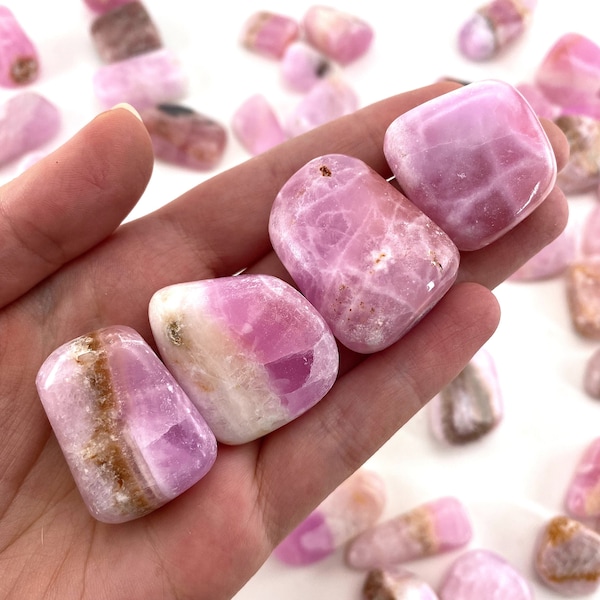 Rare! ONE tumbled pink aragonite, natural pink aragonite, polished aragonite, pink calcite tumble, pink aragonite crystal