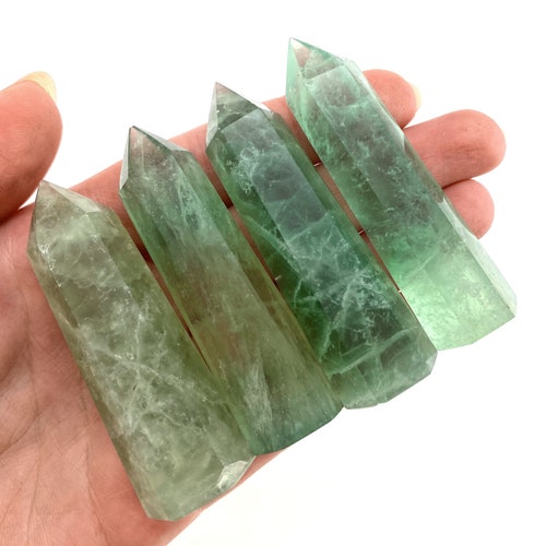 Natural Clear green Fluorite Crystal point octahedron Rough Specimens 2.2LB 