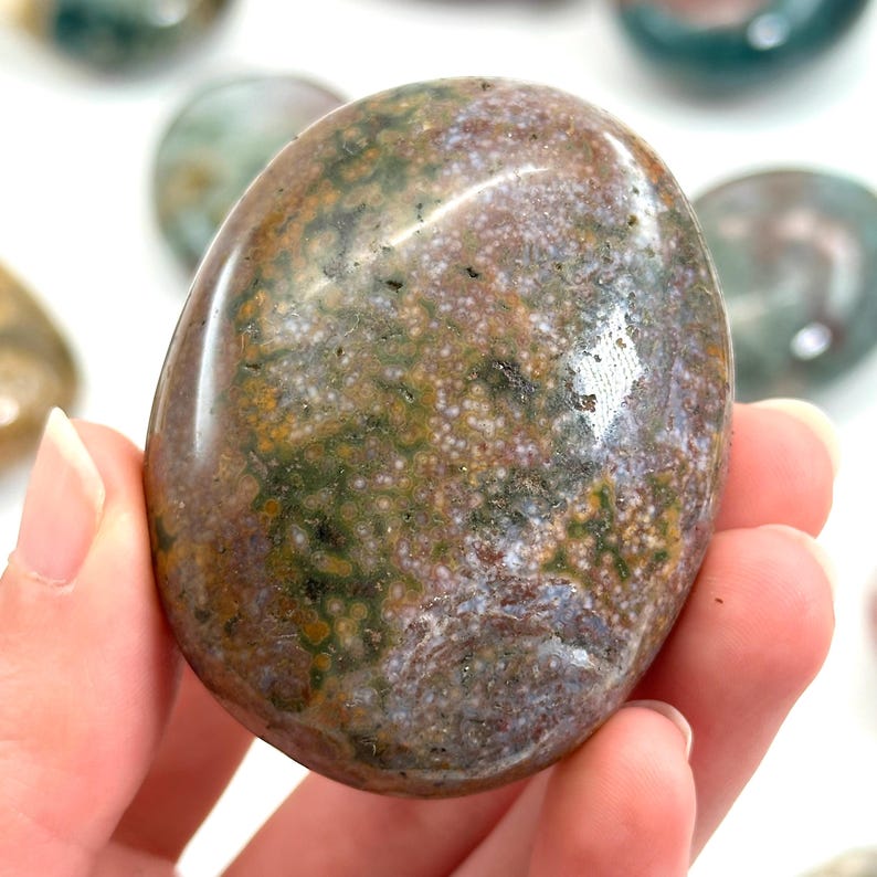 Ocean Jasper Palm Stone | Polished Orbicular Crystal Worry Stone (Solar Plexus Chakra) image 12