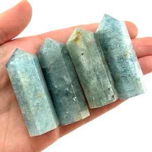 Genuine Aquamarine Point | Polished Blue Natural Crystal Tower (Throat Chakra)