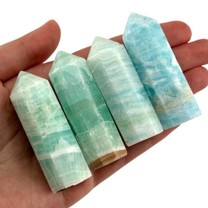 Caribbean Blue Calcite Point | Polished Natural Crystal Tower (Crown Chakra)