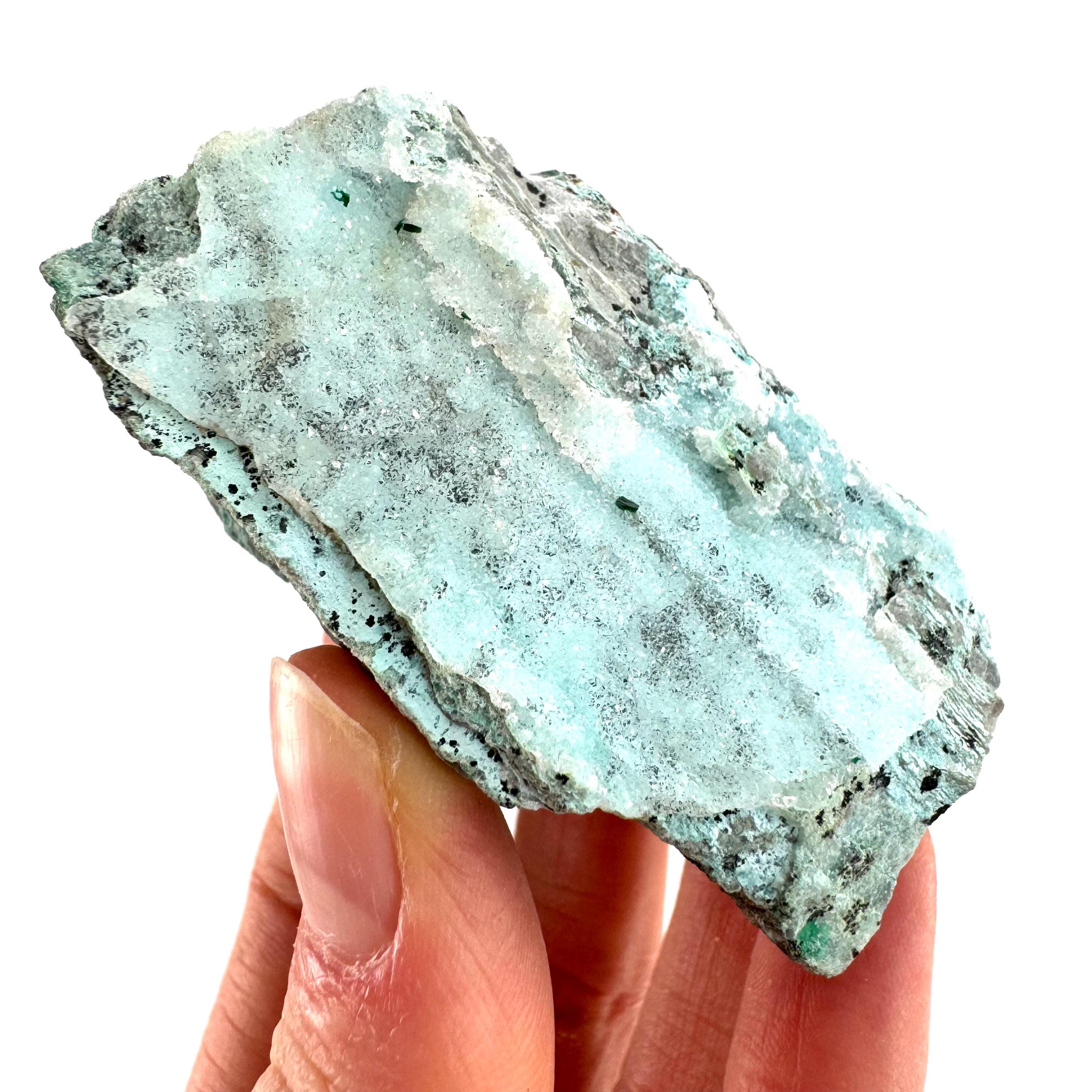 キラキラ輝くドゥルージークリソコラ標本｜コンゴ産原石クリスタル