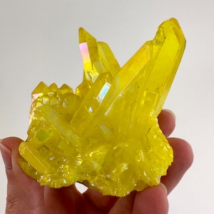 Lemon Aura Quartz Crystal Cluster | Yellow Shimmer (8x7cm, 220g)