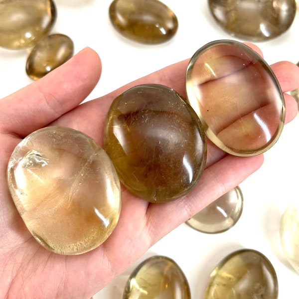 Natural Citrine Palm Stone, smoky citrine palmstone, polished natural citrine, genuine citrine, citrine palm stone