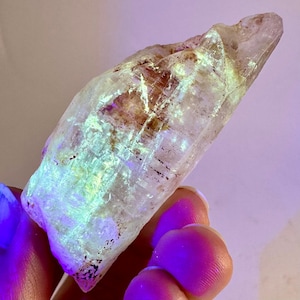 Firefly Petroleum Quartz (Madagascar) | UV reactive quartz crystal, fluorescent minerals, uv crystals, rare mineral specimen, crystal gift