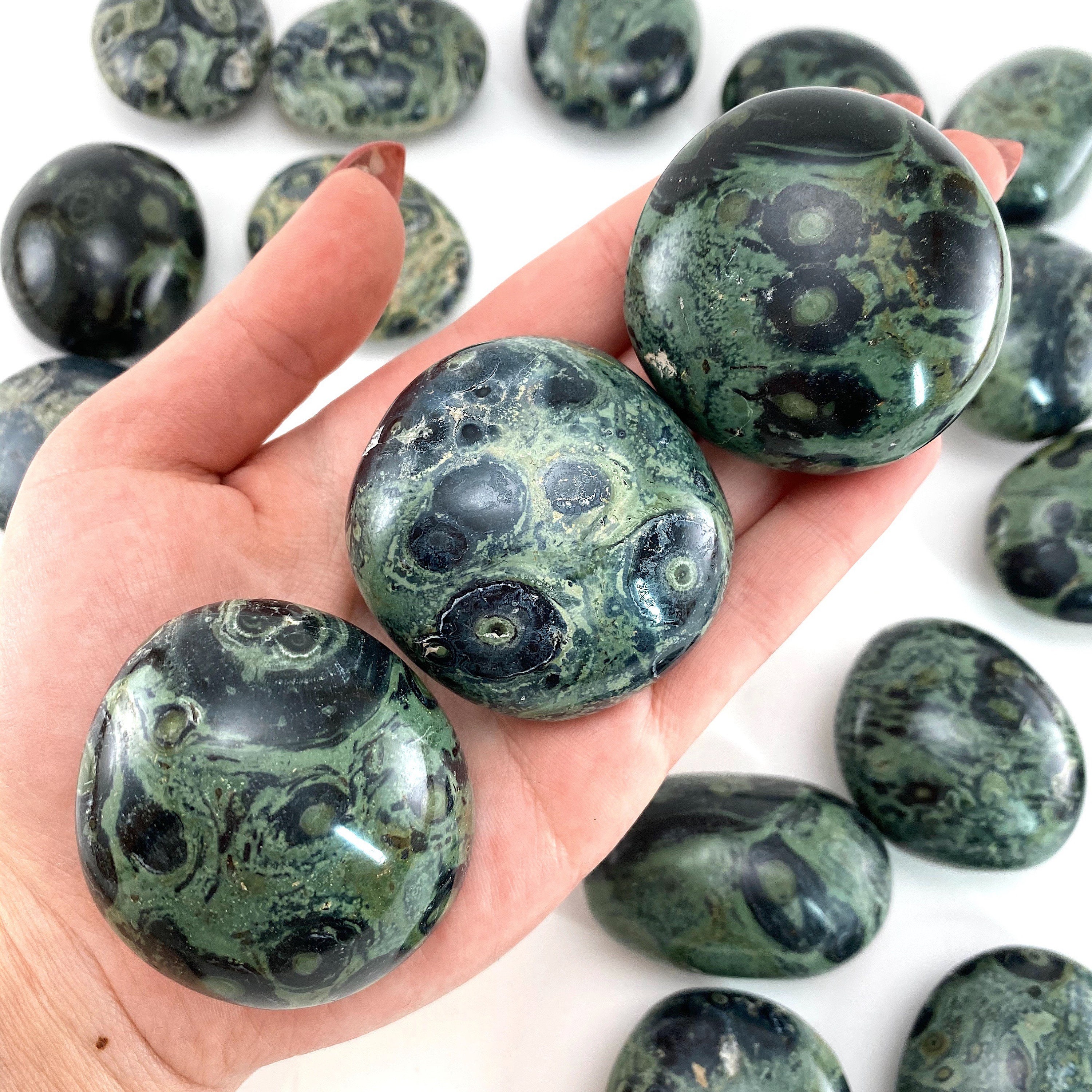 Kambaba Jasper Palm Stone 大自然のゴッホ　スフィア　① Kambaba Jasper Palm Stone 大自然のゴッホ