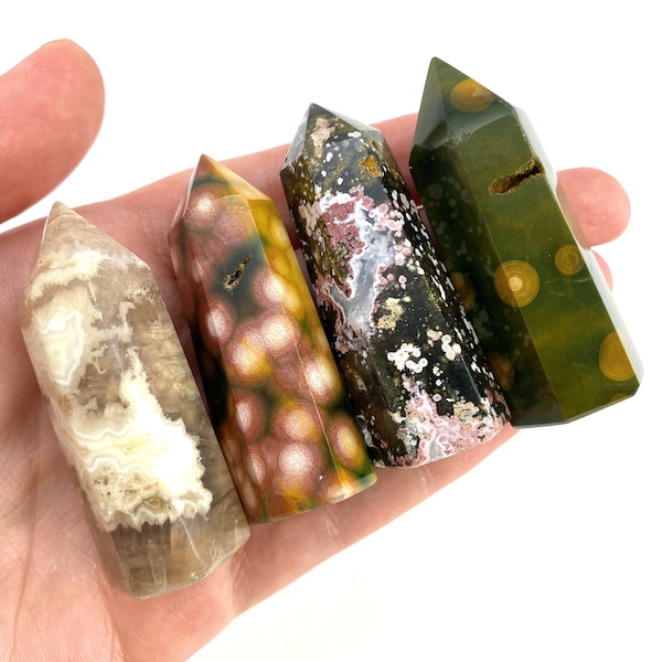 Ocean Jasper Point, ocean jasper mini tower, crystal point, ocean jasper crystal, orbicular jasper