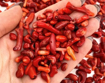 20g of Red Coral, mini tumbled stones, tumbled crystal, tumbled red coral, red coral chips