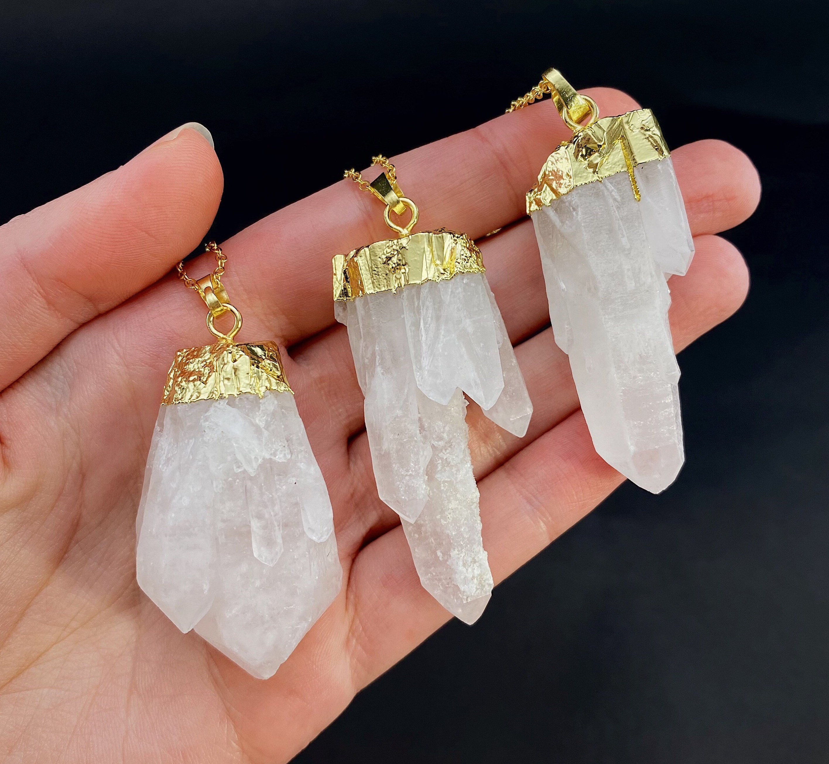 Quartz point necklace deals