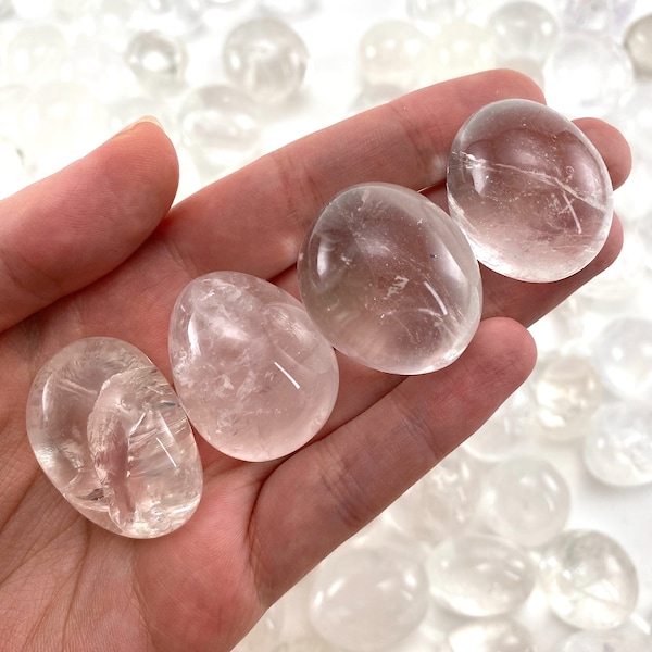 ONE Quartz Tumble, natural quartz, polished quartz, clear quartz tumble, quartz crystal, tumbled stones