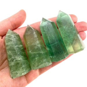 Green Fluorite Point | crystal tower, polished wand