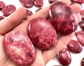 Rare! Thulite Palm Stone (Norway) | pink thulite, red thulite, thulite, crystal palm stone