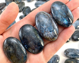 Pierre de palmier cyanite bleue, pierre de palmier kyanite, pierre de poche, pierre d’inquiétude, kyanite bleue, cristal de kyanite