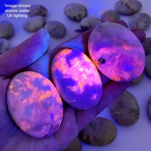 Hackmanite Palm Stone | UV reactive hackmanite, Hackmanite crystal, palm stone, worry stone, uv crystals, fluorescent minerals, crystal gift
