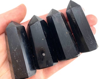 Black Tourmaline Point | Polished Natural Crystal Tower (Root Chakra)