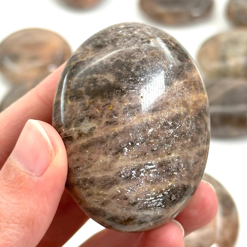 Grey Moonstone Palm Stone | Polished Crystal Worry Stone (Third Eye Chakra) image 3