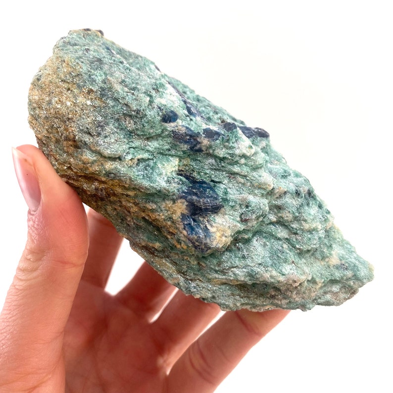 Blue Kyanite in Fuchsite Zimbabwe, raw blue kyanite, blue kyanite crystal, green fuchsite image 2