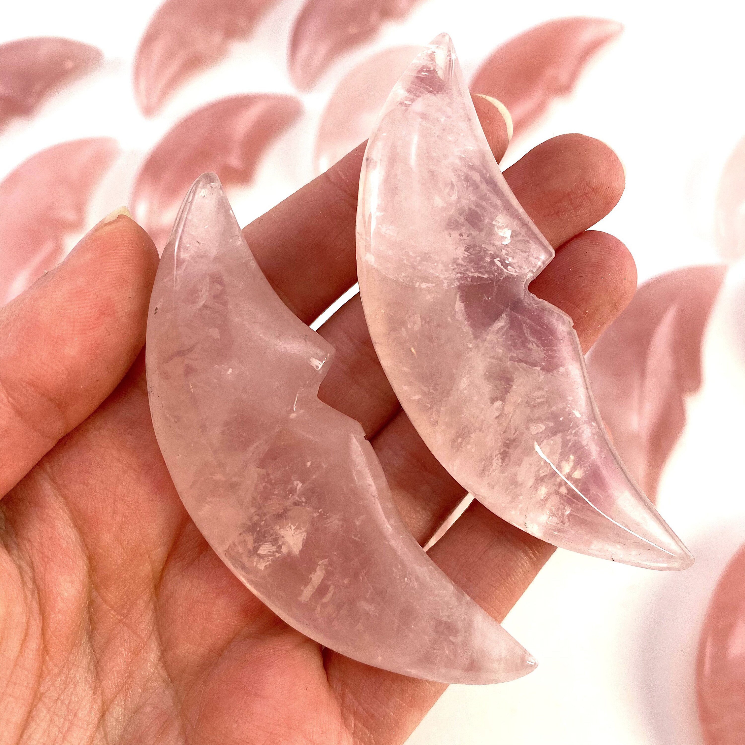 Rose Quartz Moon Rose Quartz Crystal Moon Rose Quartz Moon Etsy UK